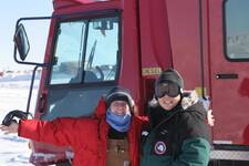 Eli and Lynette Getting ready for the snow stake run.JPG